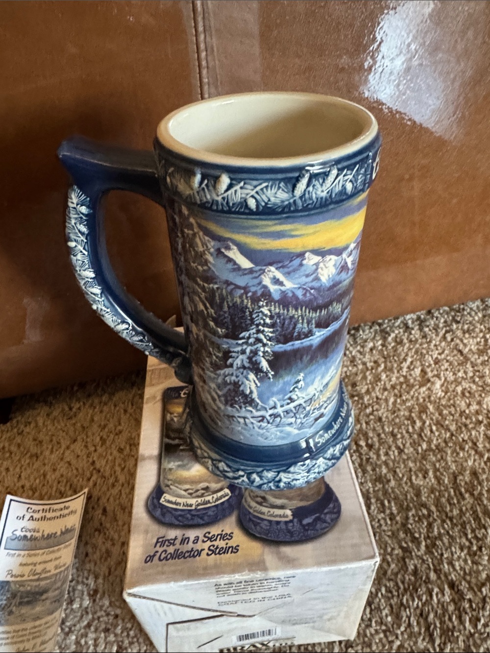 Somewhere Near Golden Colorado Collector Stein - Blue NIB